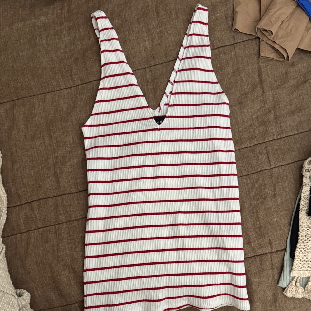 Reformation Red and White Striped Tank Top